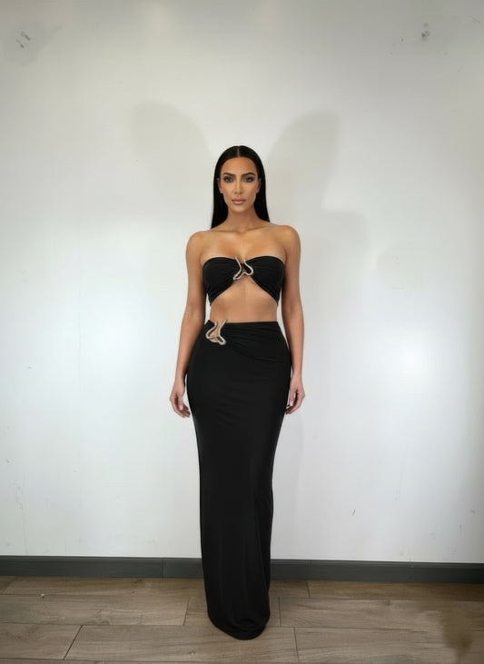 Tube Top Trim Detail Skirt Set - Brinxx Couture