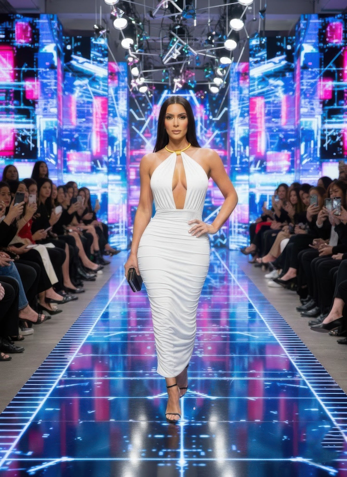 Strapless Necklace Detail Open Back Midi Dress - Brinxx Couture