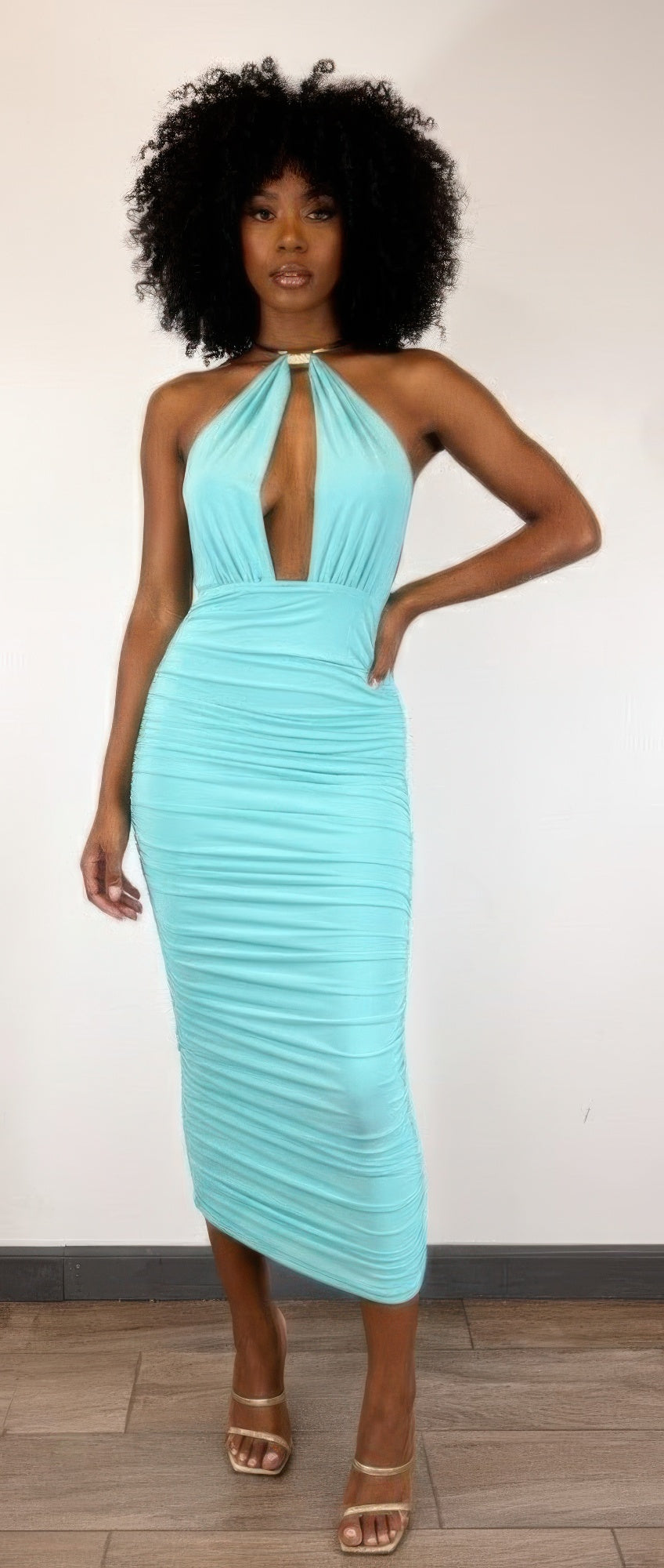 Strapless Necklace Detail Open Back Midi Dress - Brinxx Couture