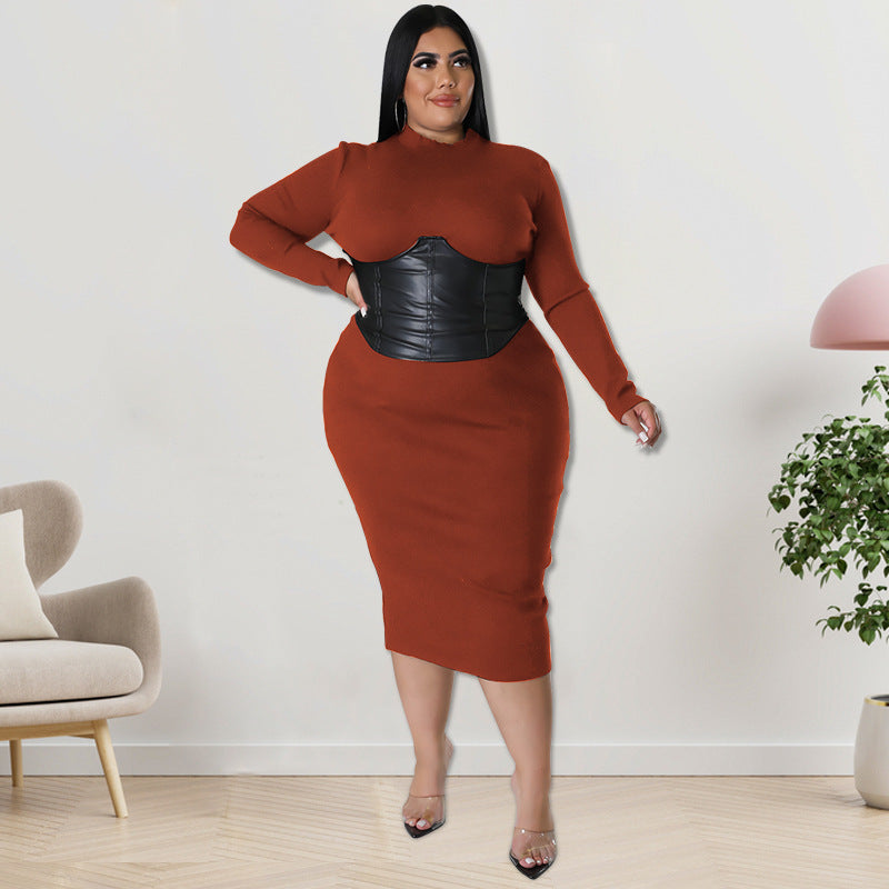 Plus Size Knee-Length Dress with Corset - Brinxx Couture Plus Size Knee-Length Dress with Corset - Brinxx Couture