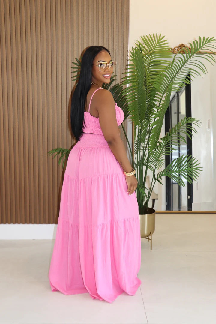 Spaghetti Strap Two Piece Wide Leg Pants Set - Brinxx Couture