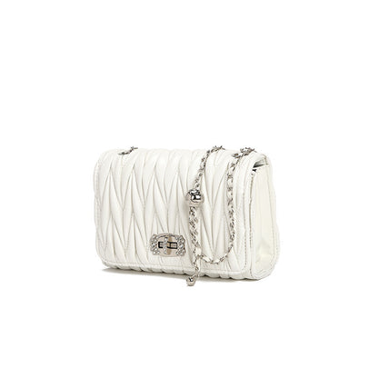 Pleated Chain Small Crossbody Bag - Brinxx Couture