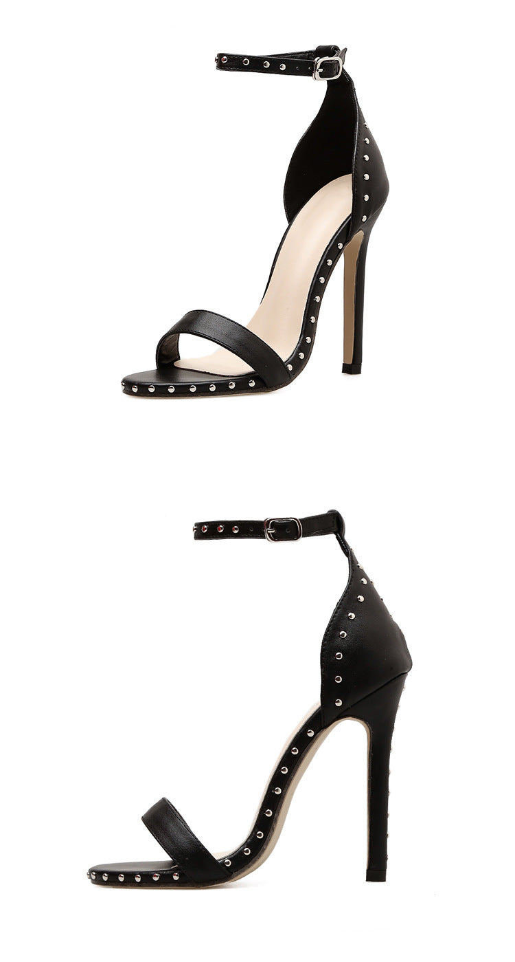 Rivet Strap Stiletto Heels - Brinxx Couture