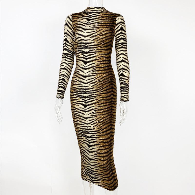 Leopard Print Long Sleeve Bodycon Dress - Sexy Slim Fit - Brinxx Couture