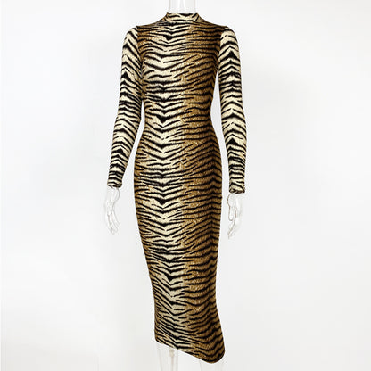 Leopard Print Long Sleeve Bodycon Dress - Sexy Slim Fit - Brinxx Couture