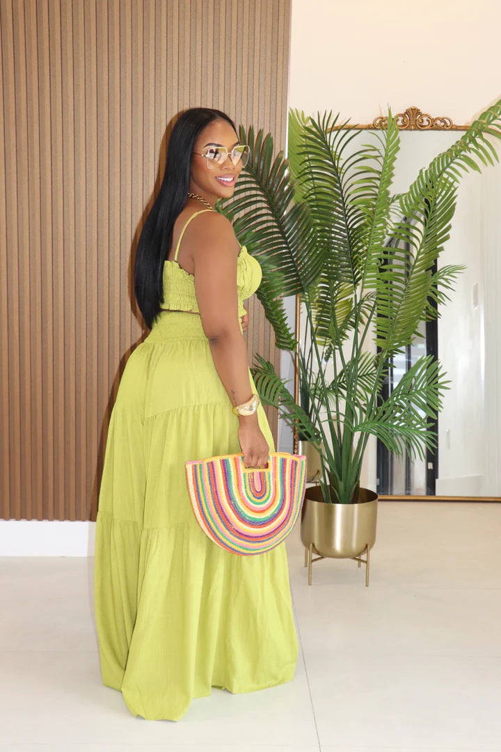 Spaghetti Strap Two Piece Wide Leg Pants Set - Brinxx Couture