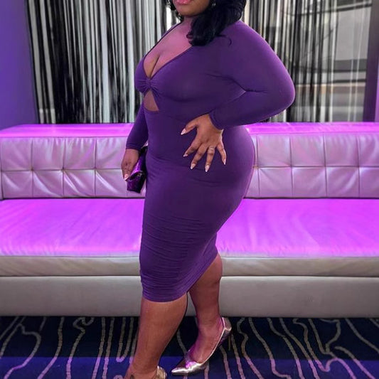 Plus Size Cropped Long Sleeveless Dress - Brinxx Couture