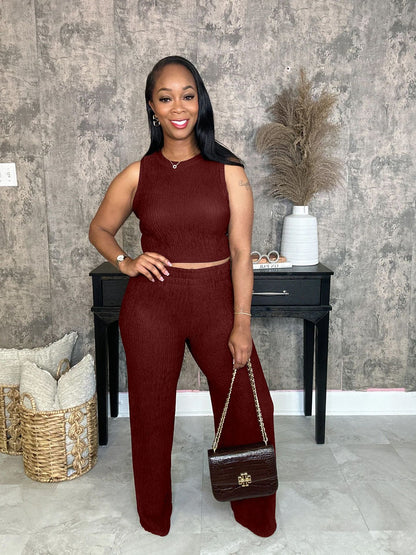 Sleeveless Round Neck Two Piece Set - Brinxx Couture