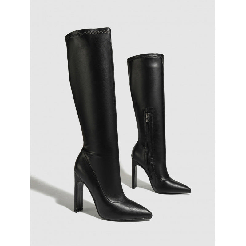 Pointed High Heeled Thigh Boots - Brinxx Couture