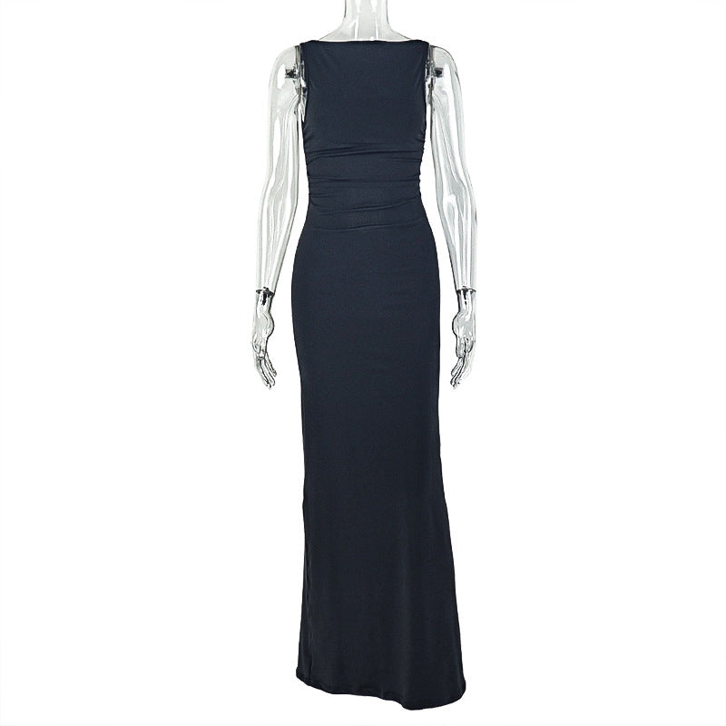 High Neck Backless Maxi Dress - Sleeveless Elegance - Brinxx Couture