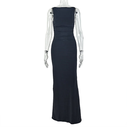 High Neck Backless Maxi Dress - Sleeveless Elegance - Brinxx Couture