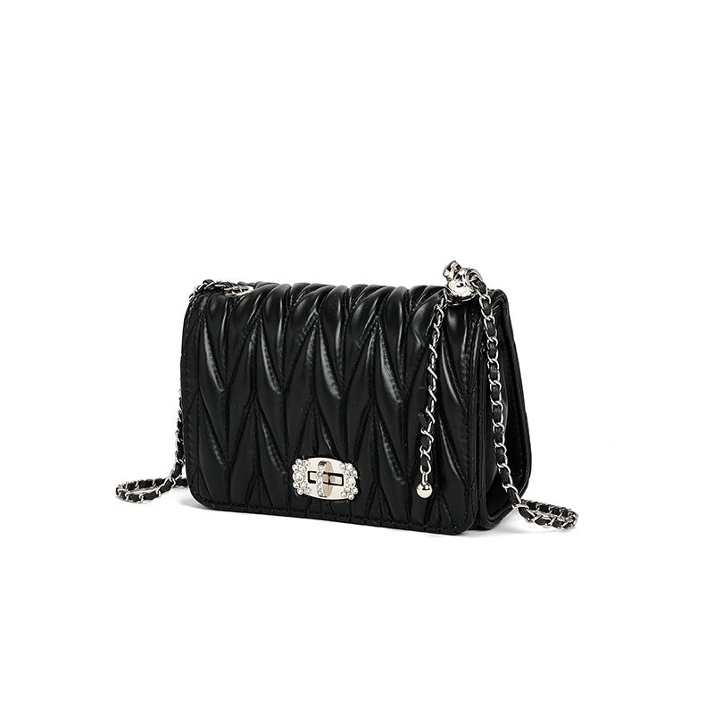Pleated Chain Small Crossbody Bag - Brinxx Couture