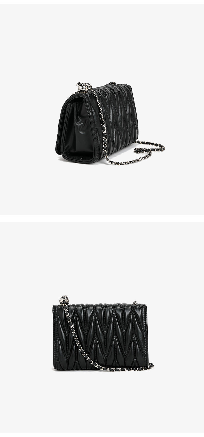 Pleated Chain Small Crossbody Bag - Brinxx Couture