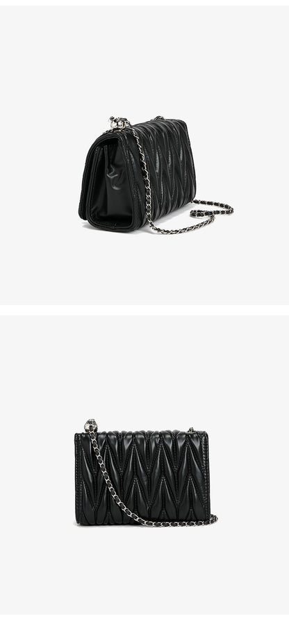 Pleated Chain Small Crossbody Bag - Brinxx Couture