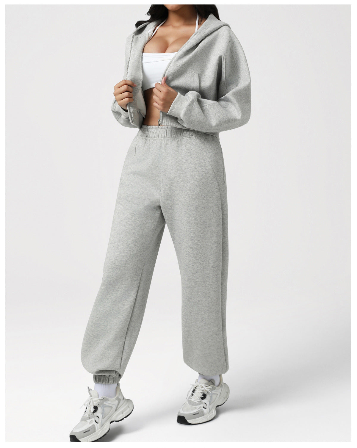 Cotton Zip-Up Track Suit - Loose Fit Athleisure Set - Brinxx Couture