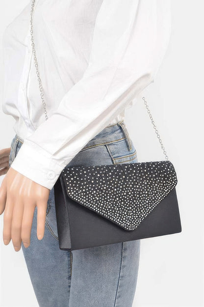 Rhinestone Satin Party Clutch - Brinxx Couture