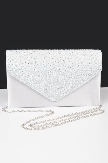 Rhinestone Satin Party Clutch - Brinxx Couture