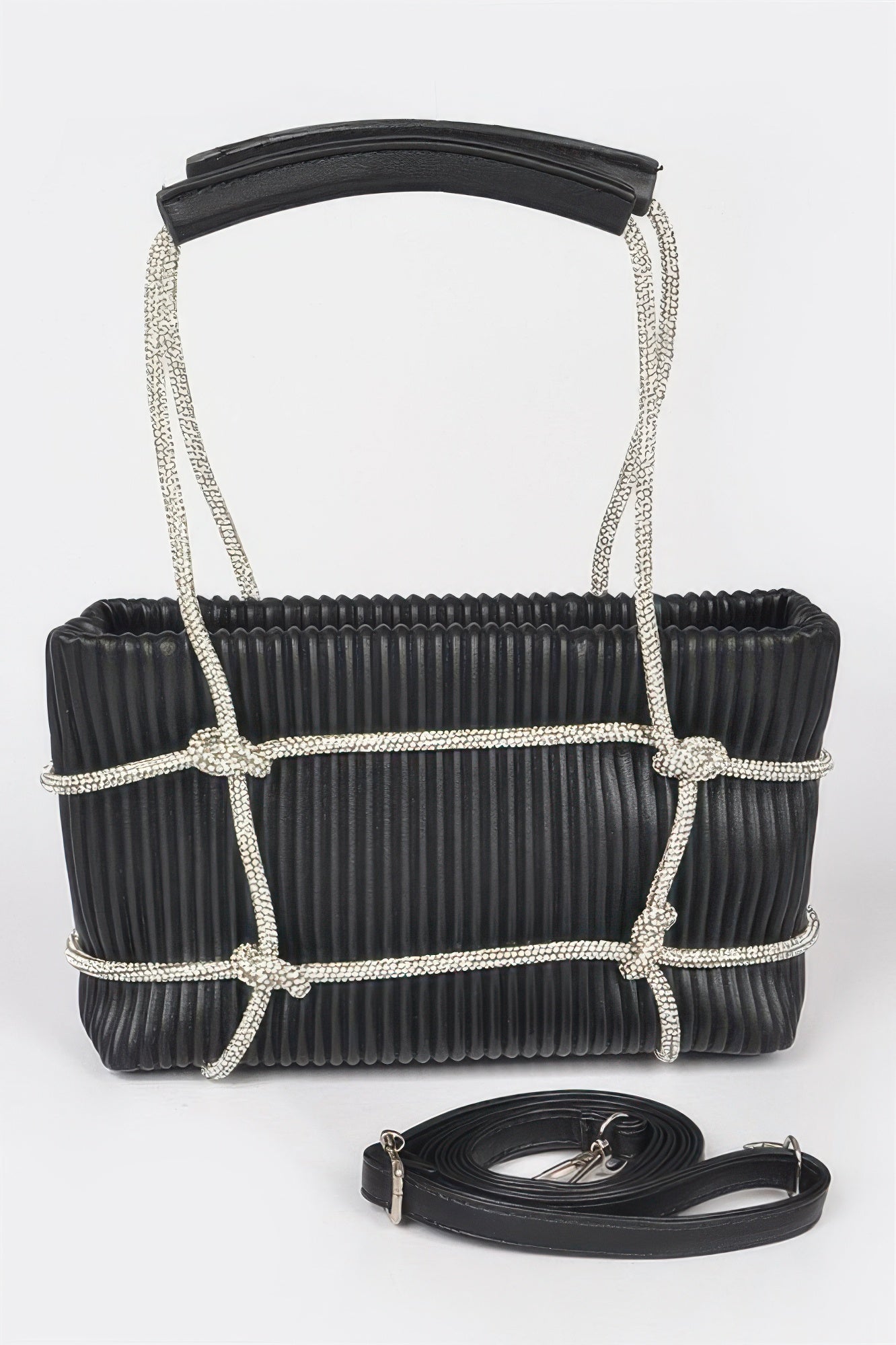 Rhinestone Strap Zip Clutch Bag - Brinxx Couture