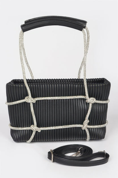 Rhinestone Strap Zip Clutch Bag - Brinxx Couture