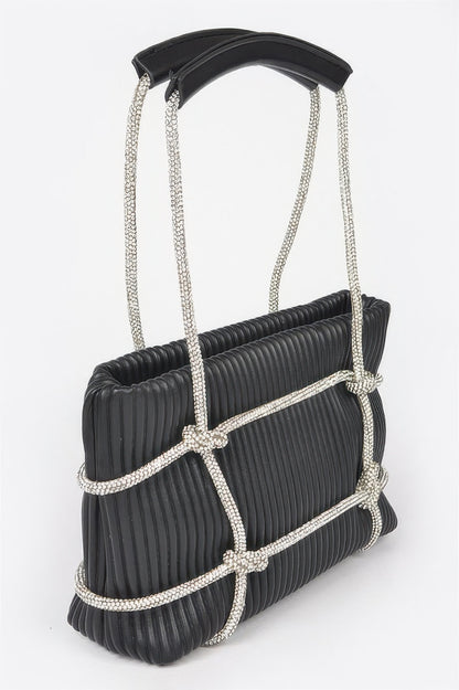 Rhinestone Strap Zip Clutch Bag - Brinxx Couture