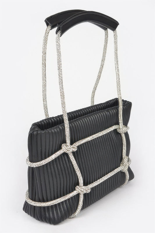 Rhinestone Strap Zip Clutch Bag - Brinxx Couture