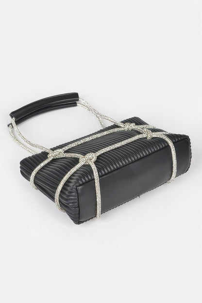 Rhinestone Strap Zip Clutch Bag - Brinxx Couture