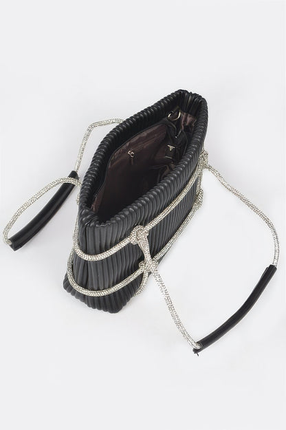 Rhinestone Strap Zip Clutch Bag - Brinxx Couture