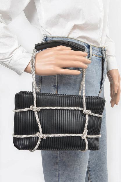 Rhinestone Strap Zip Clutch Bag - Brinxx Couture