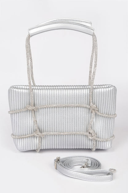 Rhinestone Strap Zip Clutch Bag - Brinxx Couture