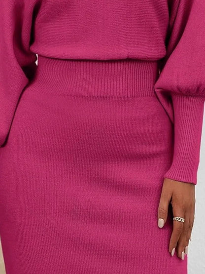 Lantern Sleeve Bodycon Sweater Dress - Cozy Chic - Brinxx Couture