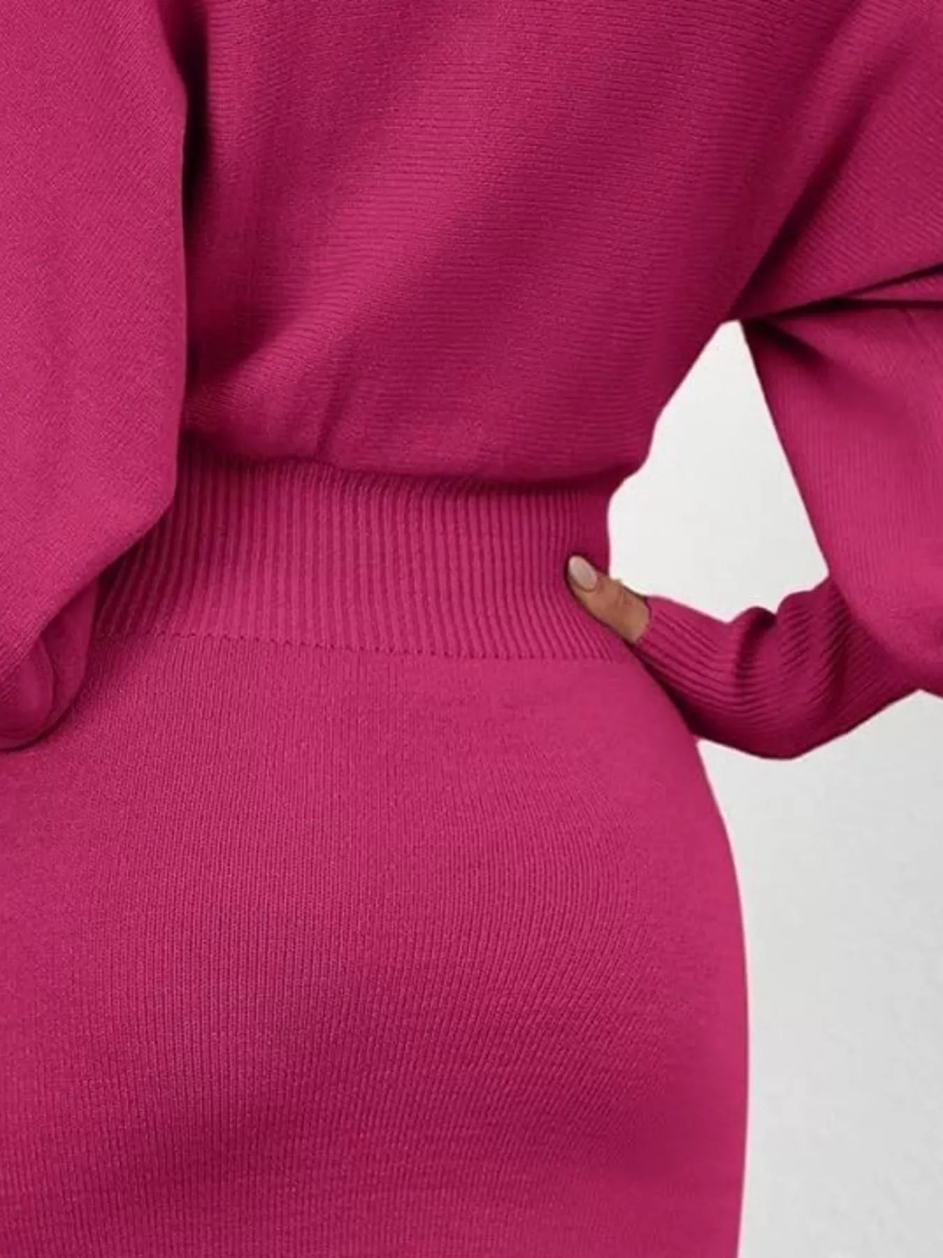 Lantern Sleeve Bodycon Sweater Dress - Cozy Chic - Brinxx Couture