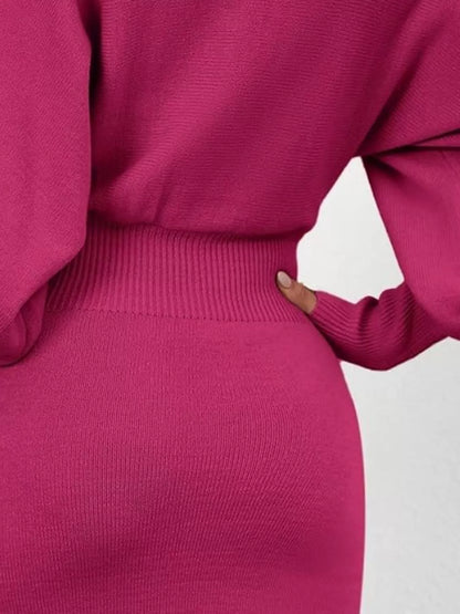 Lantern Sleeve Bodycon Sweater Dress - Cozy Chic - Brinxx Couture